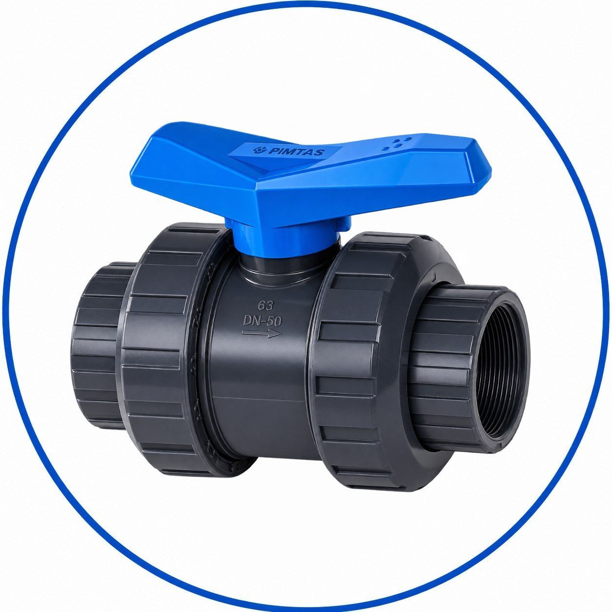 شیر توپی U-PVC مهره ماسوره ای دنده شیر توپی U-PVC مهره ماسوره ای یک سر دنده - تصویر 1